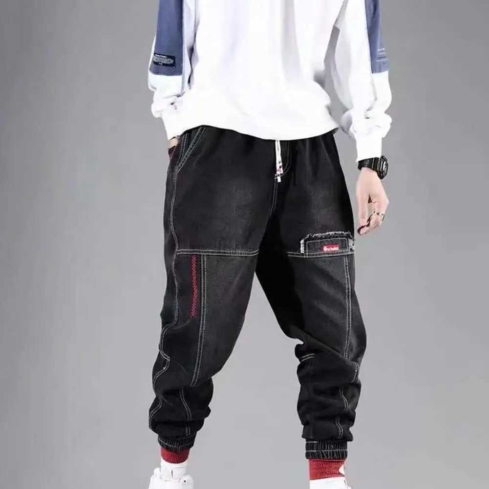 Hip Hop Cargo Pants Men Harem Pants Drawstring Loose Mens Jeans Casual Plus Size Cropped Trousers Autumn Winter Joggers Pants LX241107