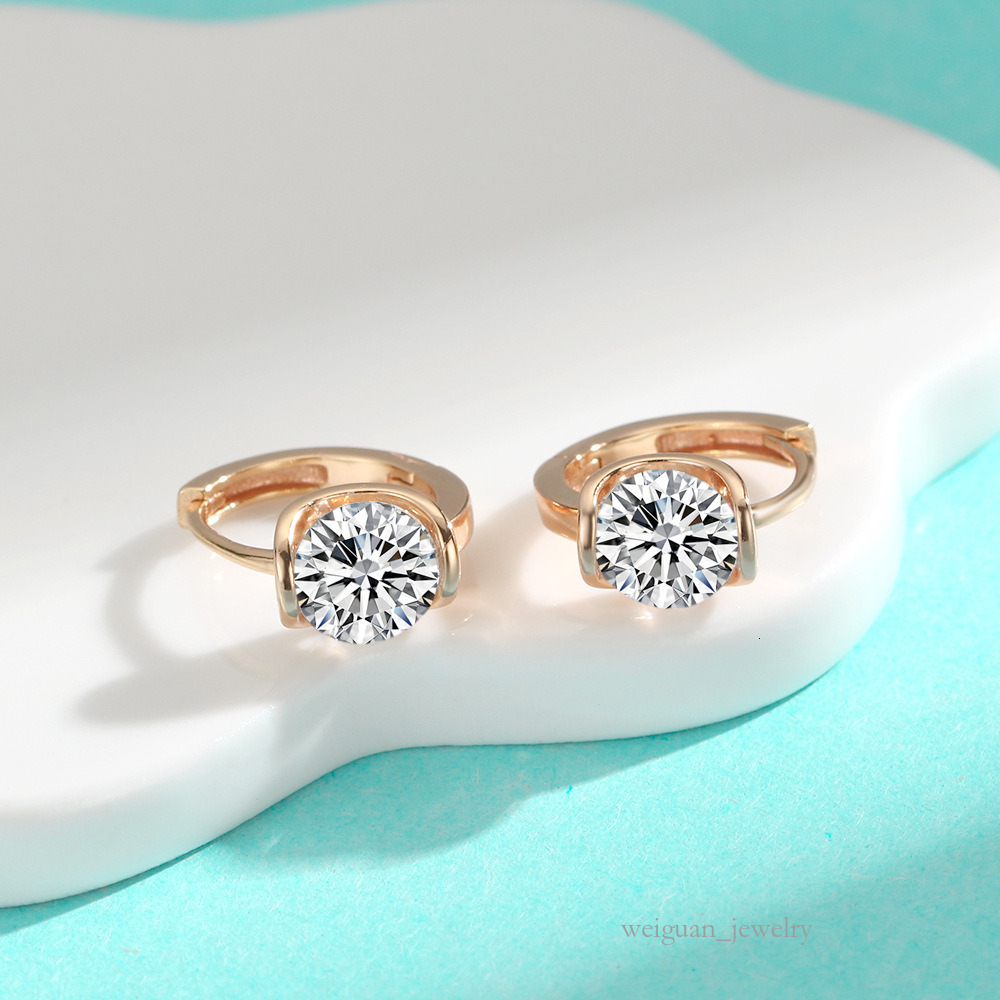 VVS D Color 1ct Moissanite Dia Hoop 14 Rose Gold Plated S Sier Stud Earrings For Women Fine Jewelry