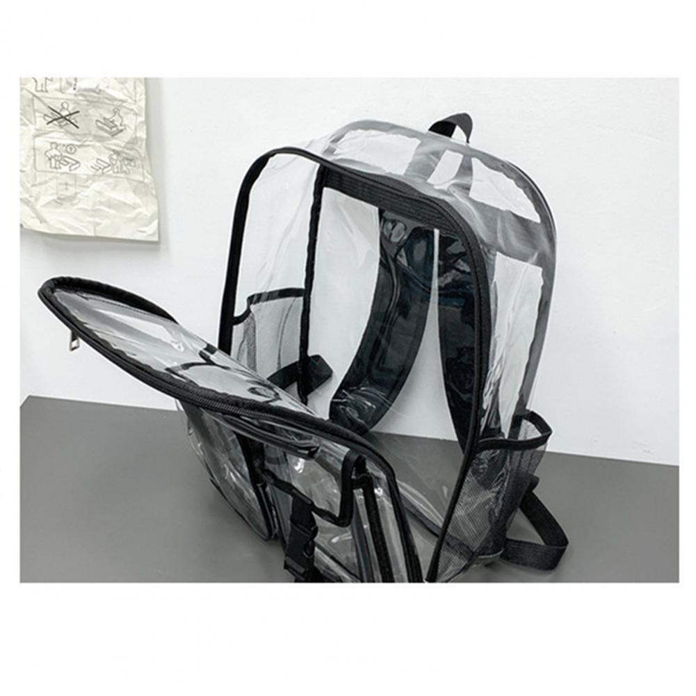 Clear Backpack with Reinforced Stitching Organizer Pouch Zipper Closure Storage Bag Large PVC Transparent See Through School Bag