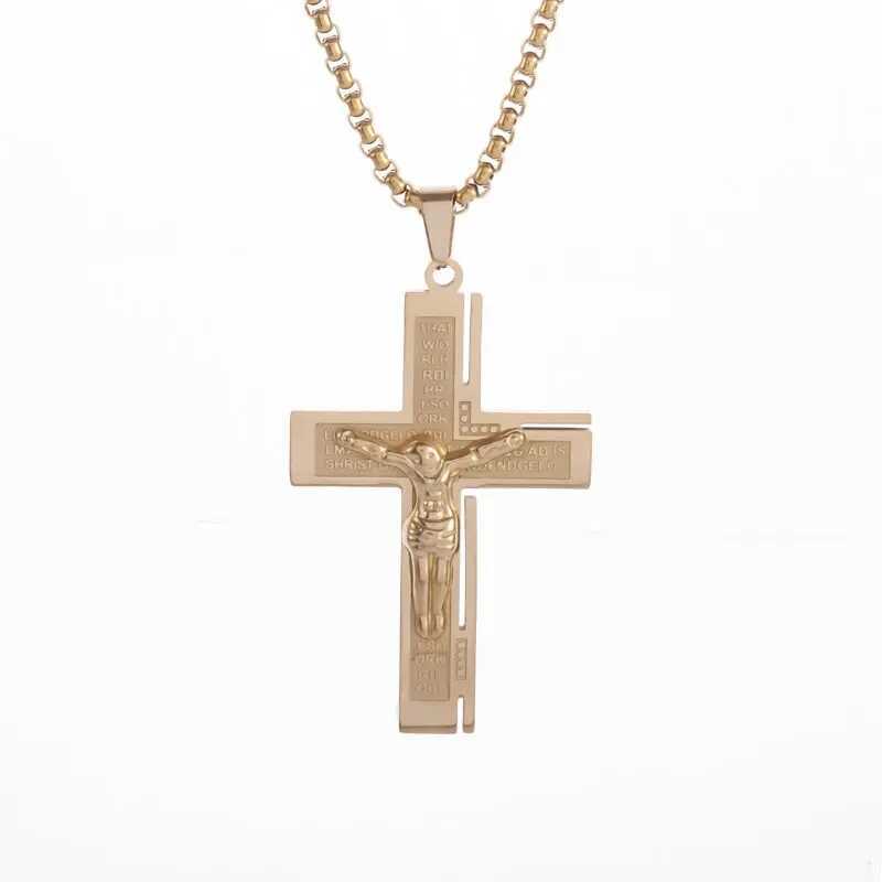 Personalized Creative Design Religion Jesus Christ Cross Pendant Talisman Simple Mens and Womens Necklace Y241108