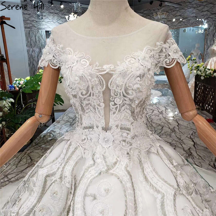 SERENE HILL White O-Neck Handmade Wers Dress 2025 Vintage Sleeveless Sexy Wedding Gown Real Photo Custom Made