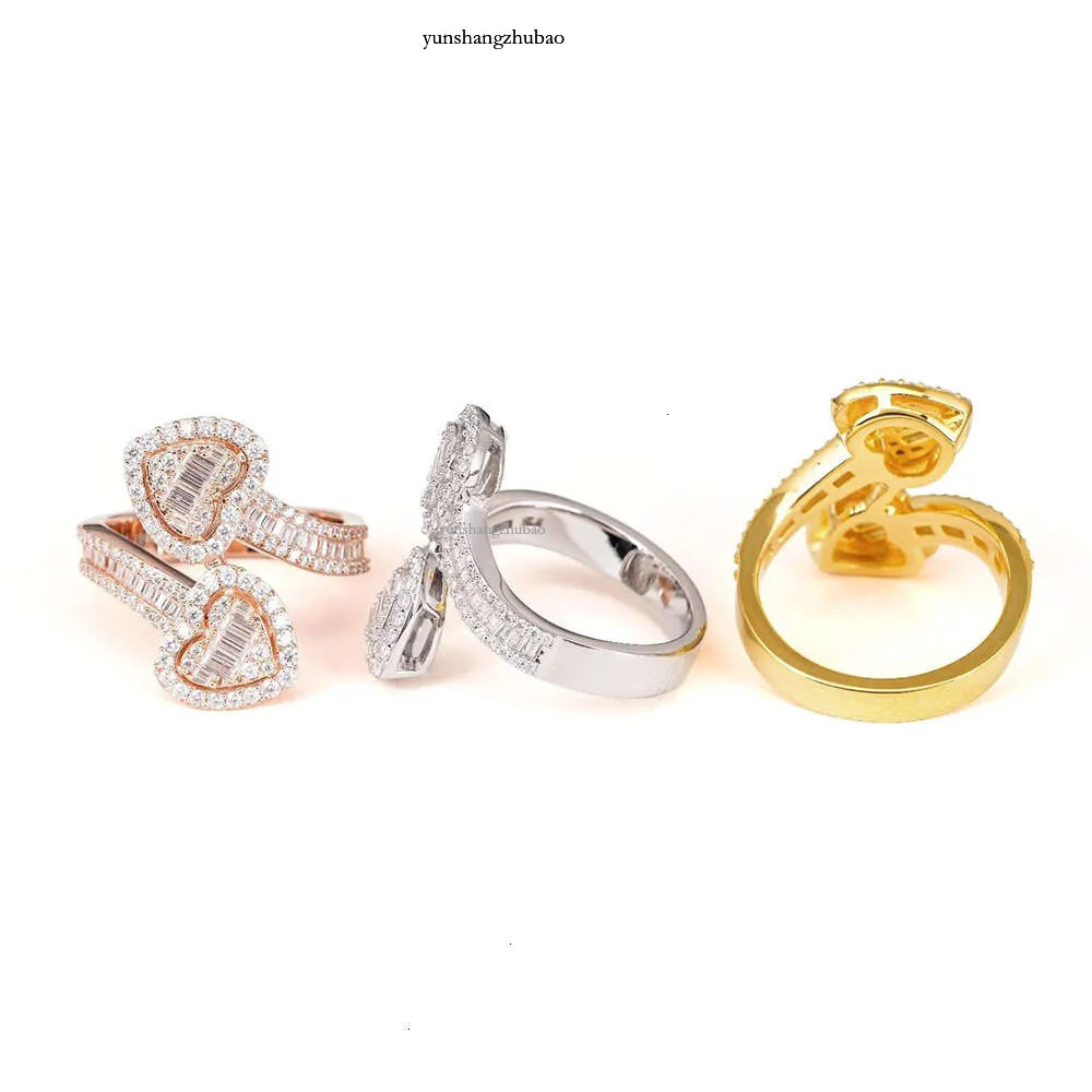 Size Moissanite Heart Rings for Women Sier Wedding Ring Finger Jewelry Men Pass Tester Free Shipping