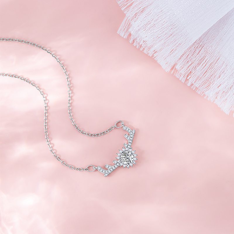 Women's Unique Christmas Inspired Deer Antler Pendant Necklace from Bala Paradise Featuring Full Zircon Stones