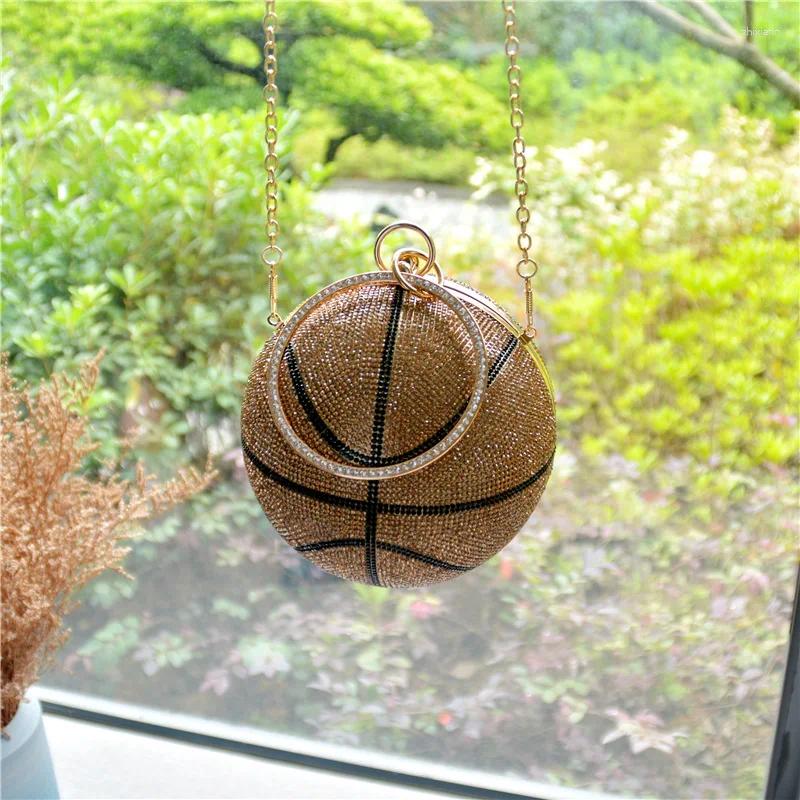 Free Shipping Drawstring Ladies Round Evening Bag Rhinestone Shiny Basketball Purse And Handbags For Women 2024 Dia Ball Clutch Designer Bag Luxury Ba