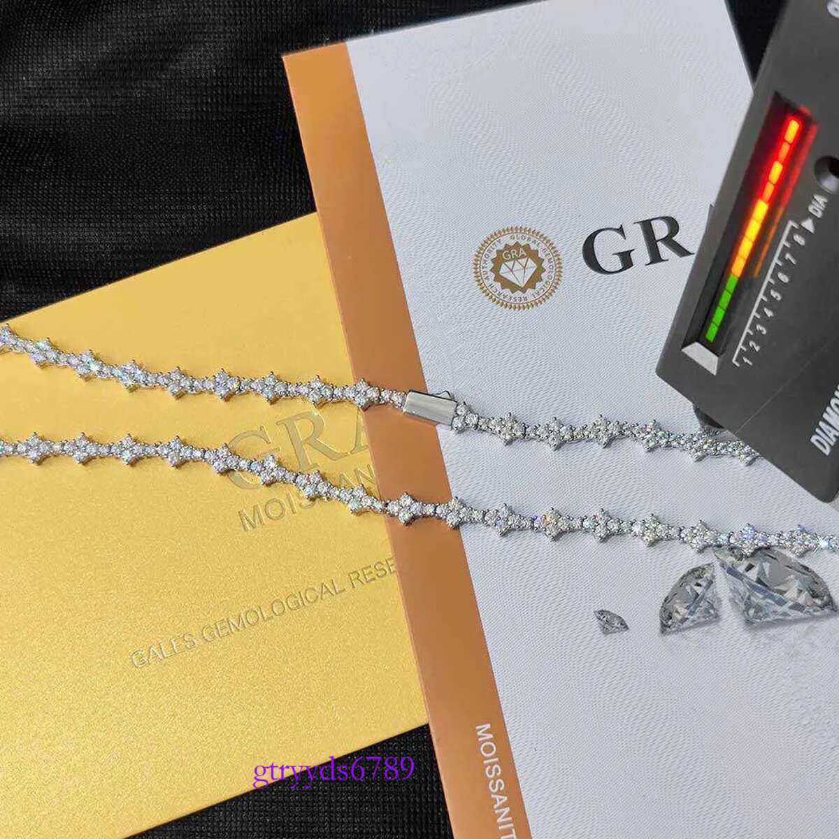 Nuoya 6.5mm Iced Out Vvs Dia wer Shape Hip Hop Jewelry Sterg Sier Moissanite Tennis Chain Necklace