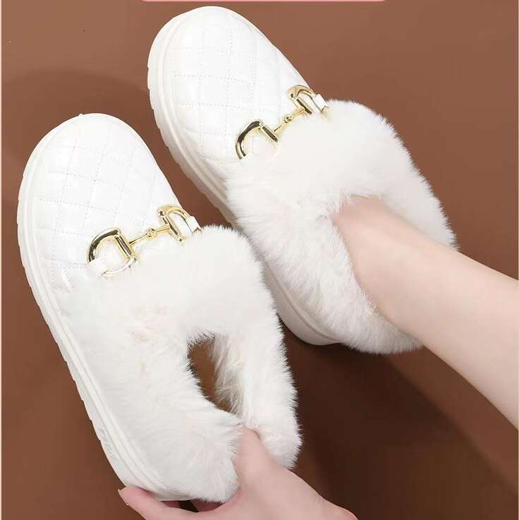 New Winter 2024 Snow Boots Leather Velvet Warm And Fury Versatile Women's Cotton Shoes