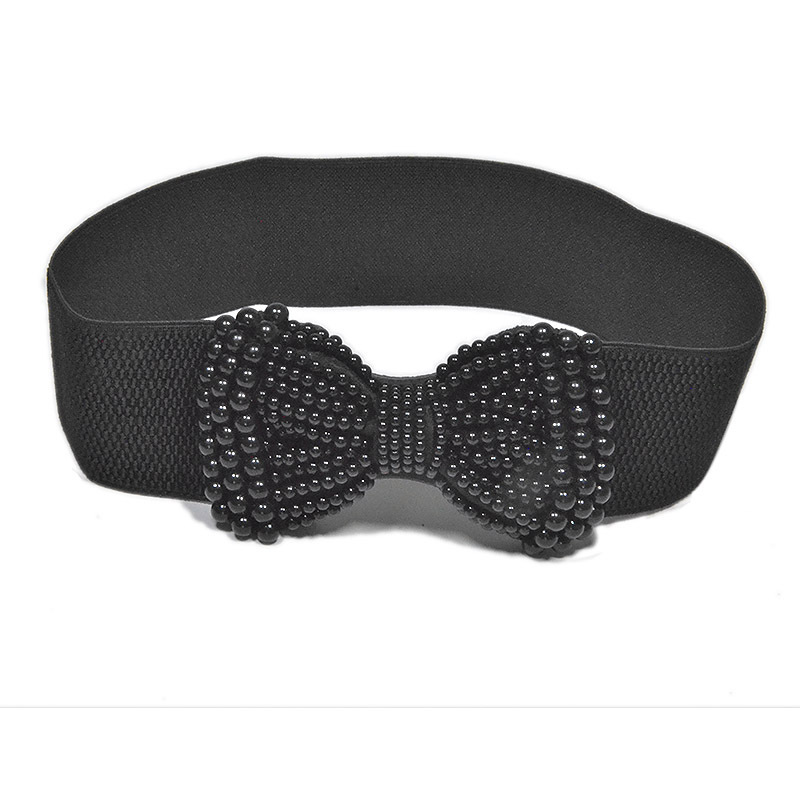 Women's elastic waistband fashion waistband hundred women wide pearl large bow accessories belt one piece of the belt
