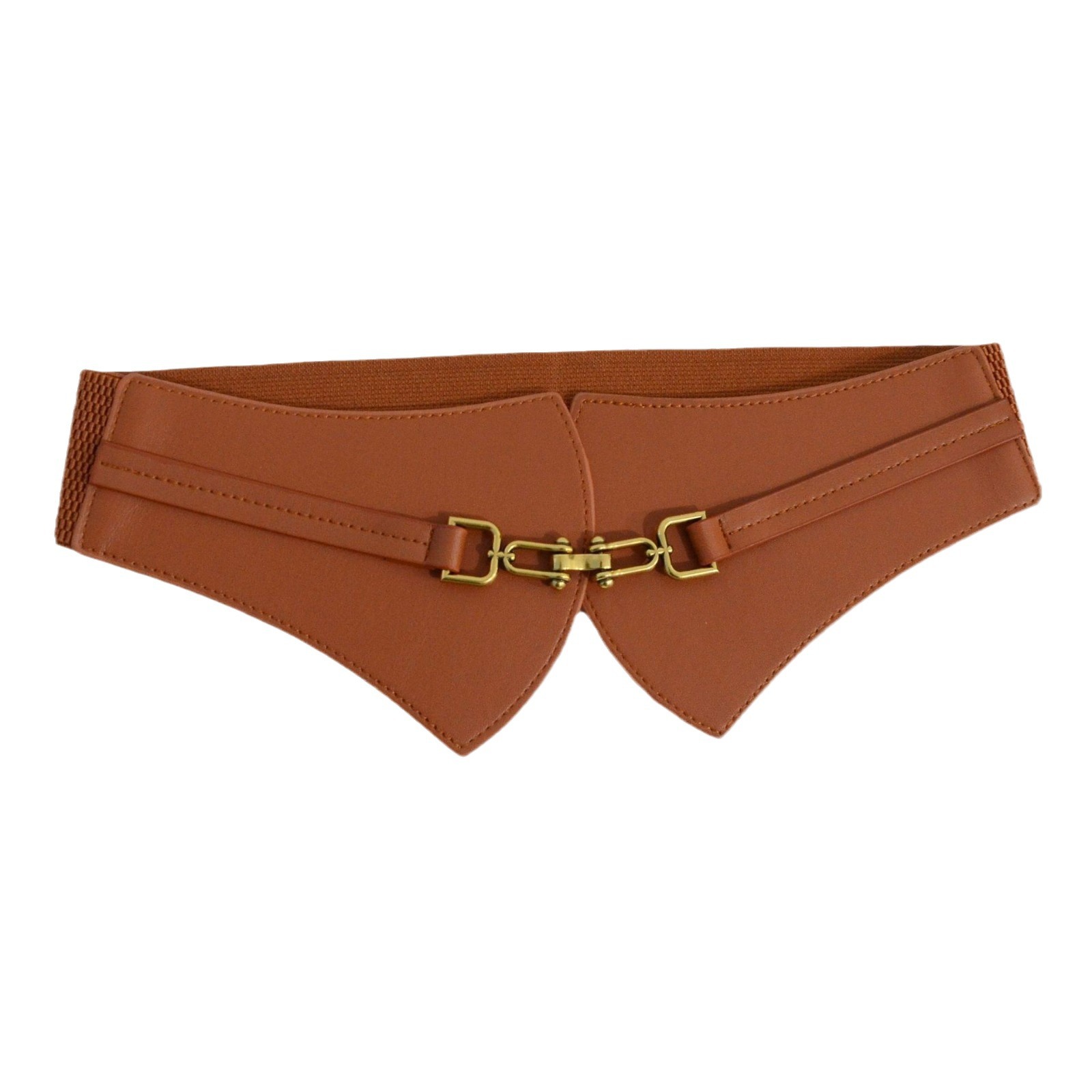 The new women's belt casual simple decorative buckle belt elastic elastic imitation leather wide waistband with coat spot