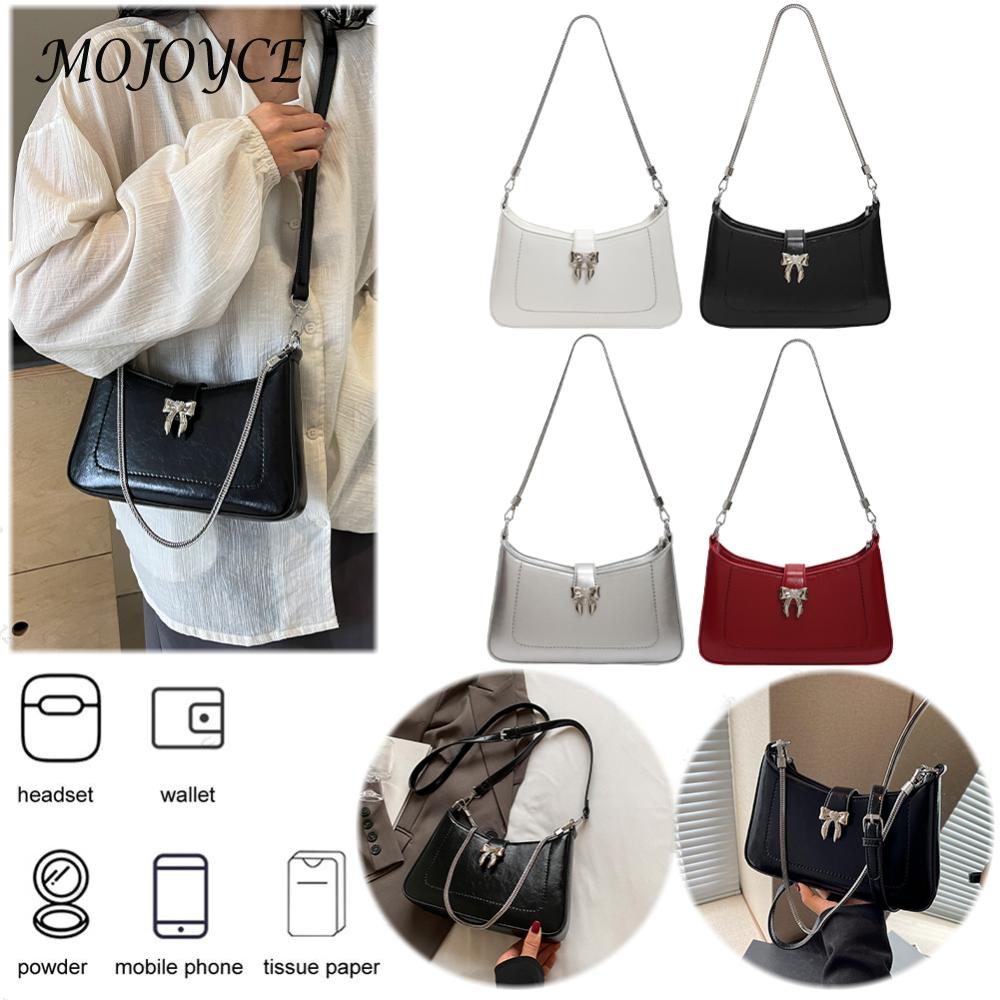 Fashion Bowknot Crossbody Bag PU Leather Clutch Tote HandBag Zipper Closure Underarm Bag for Women Work Shopping Travel