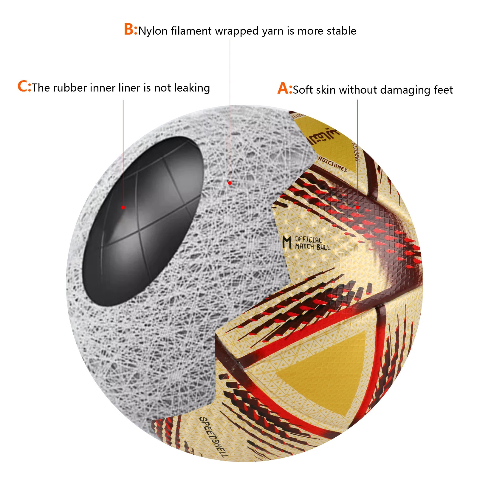 Qatar Finals High Quality Football Match Size 5 PU Material Wear resistant Match Training Qatar World Cup Football Match 241106