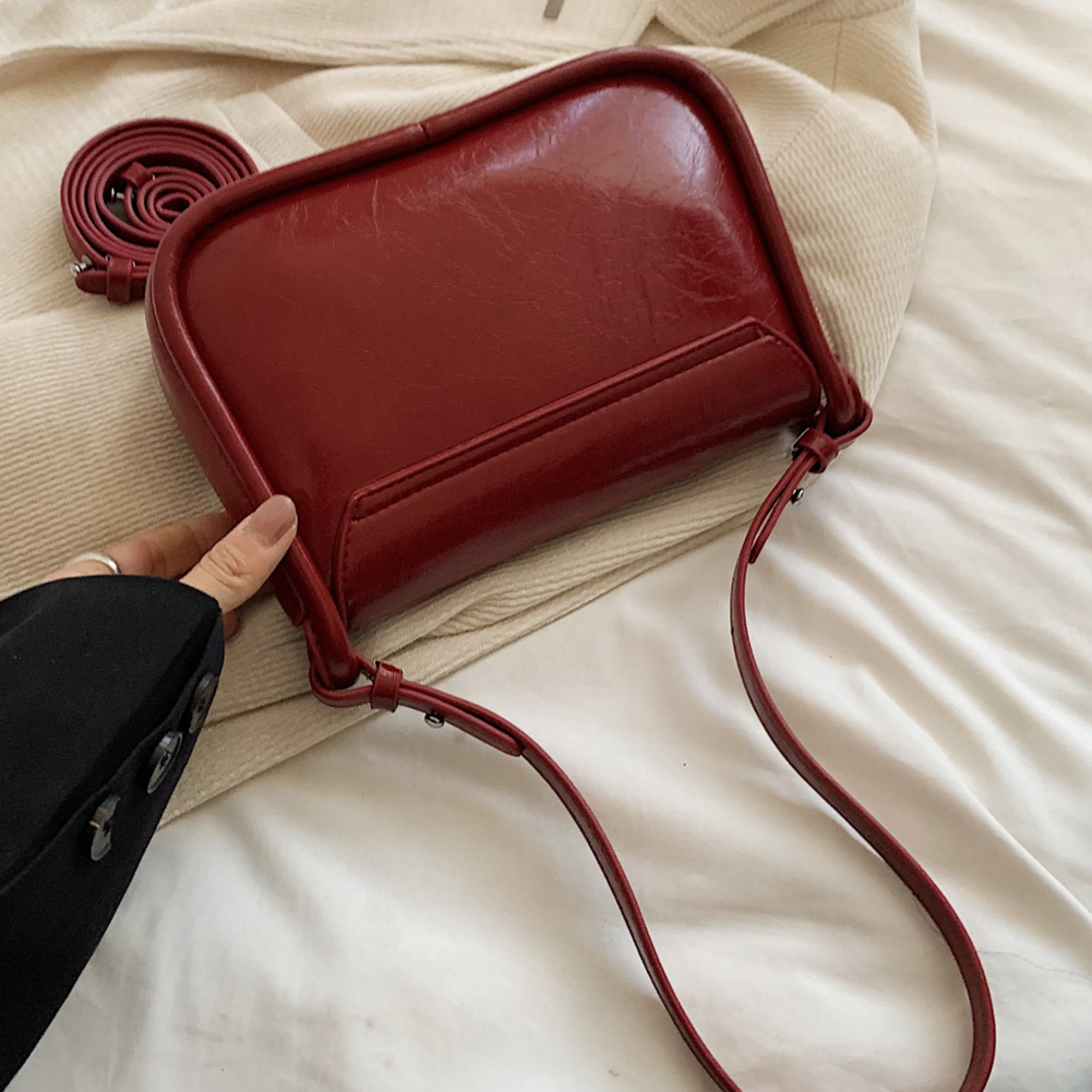 Women Retro Shoulder Bag PU Leather Bow Vintage Crossbody Bag Solid Color Simple Armpit Bag Girls Dating Bag