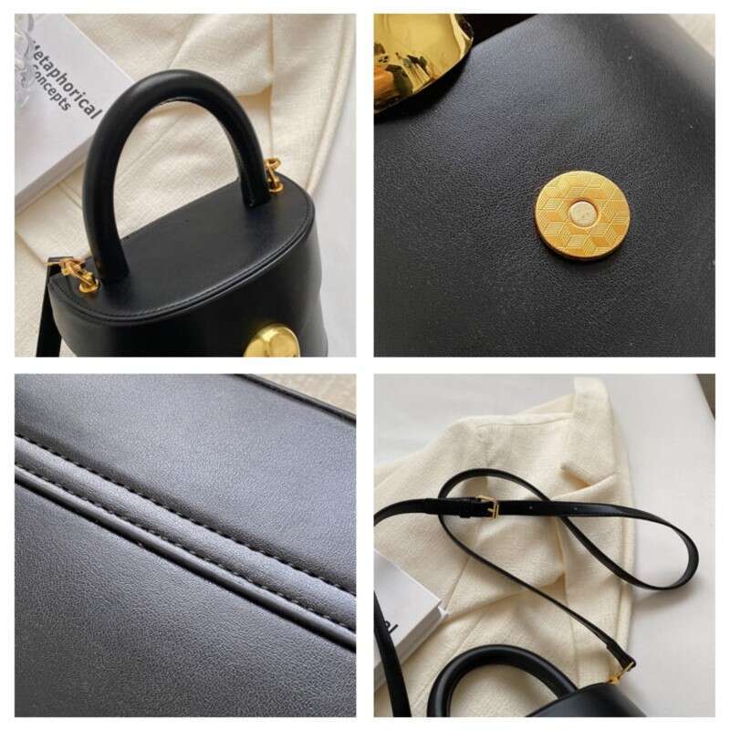 Vintage Black Messenger Women Retro Leather Handle Bucket Bag Purse Ladies Fashion Versatile Crossbody Bags Bolsos