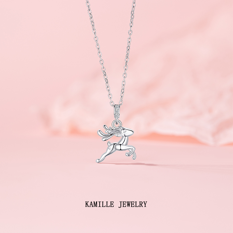 Women's Christmas 'Sprinting Deer' Elegant Necklace by Original Bara Paradise Collection