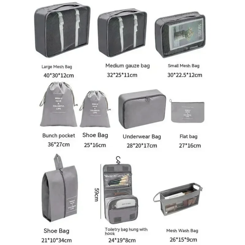 10Pcs Suitcase Storage Bag Foldable Shoes Clothes Underwear Sort Makeup Bag Travel Essentials Organizer Pouch