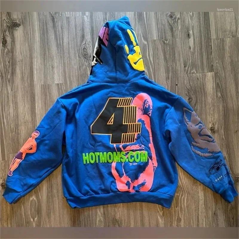 Womens Hoodies American Style Y2K Cartoon Street Hair Bubble Print Hip-hop Trendy Top For Both Men And Women Loose Pullover Hoodie