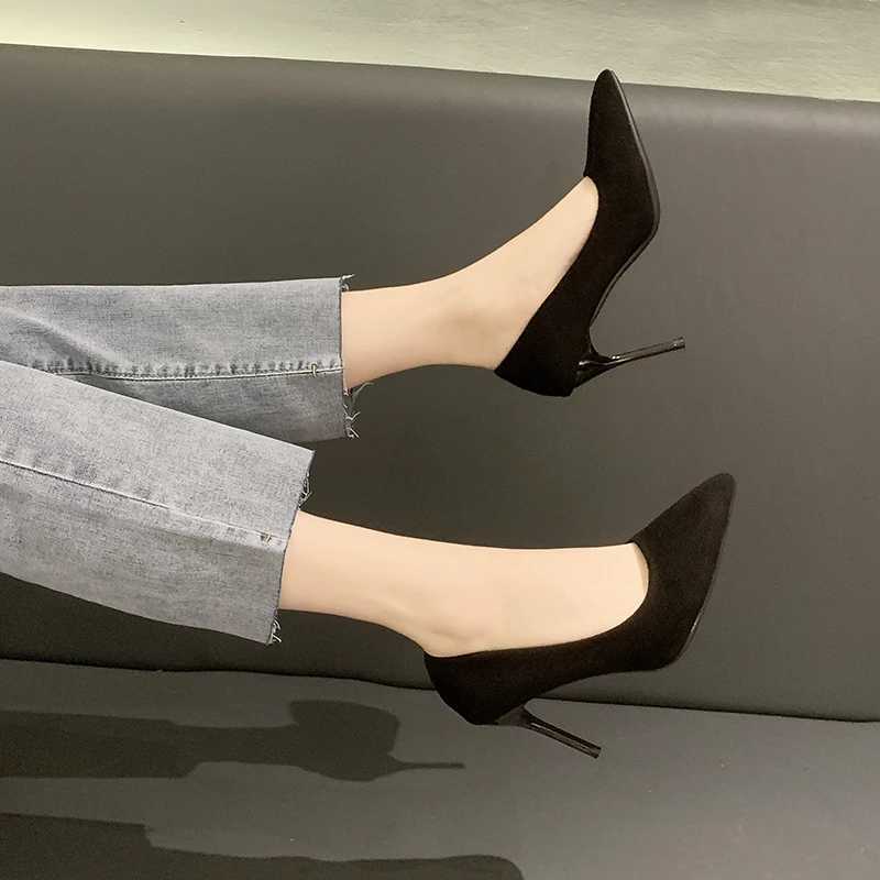 Wenxin High Heel Sandals Black 6-8~10cm Corner Thin High Heel Baotou Banquet High Heel Shoes Wenxue Shoe Nails Y250319