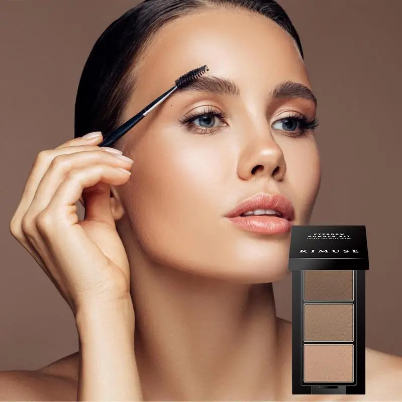 Three color three-dimensional natural eyelid powder palette with brush high gloss eye shadow durable eyelid cosmetics 241107