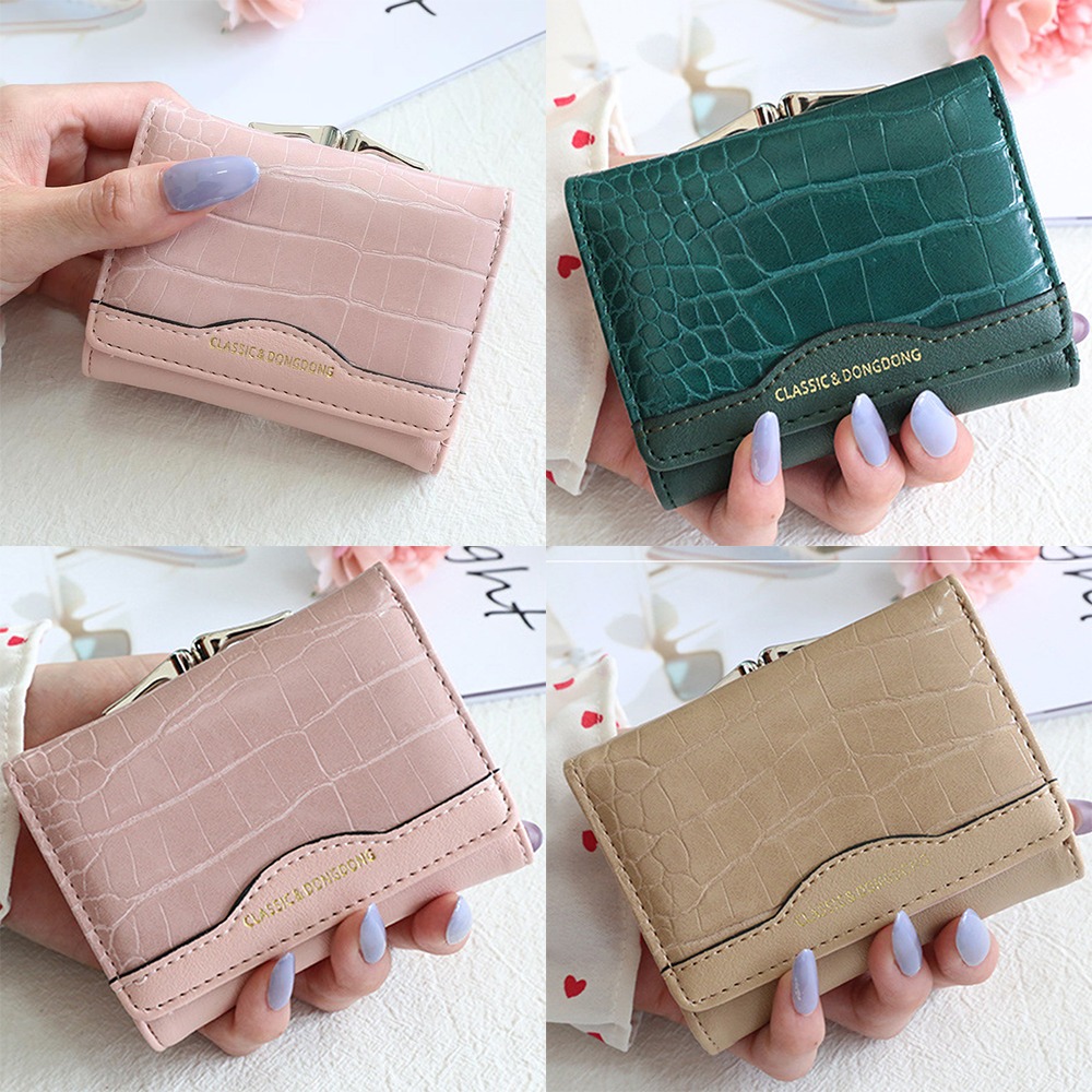 Portable PU Leather Women Wallet Multi-card Crocodile Pattern Female Short Purse Three-fold Simple Coin Purse Women