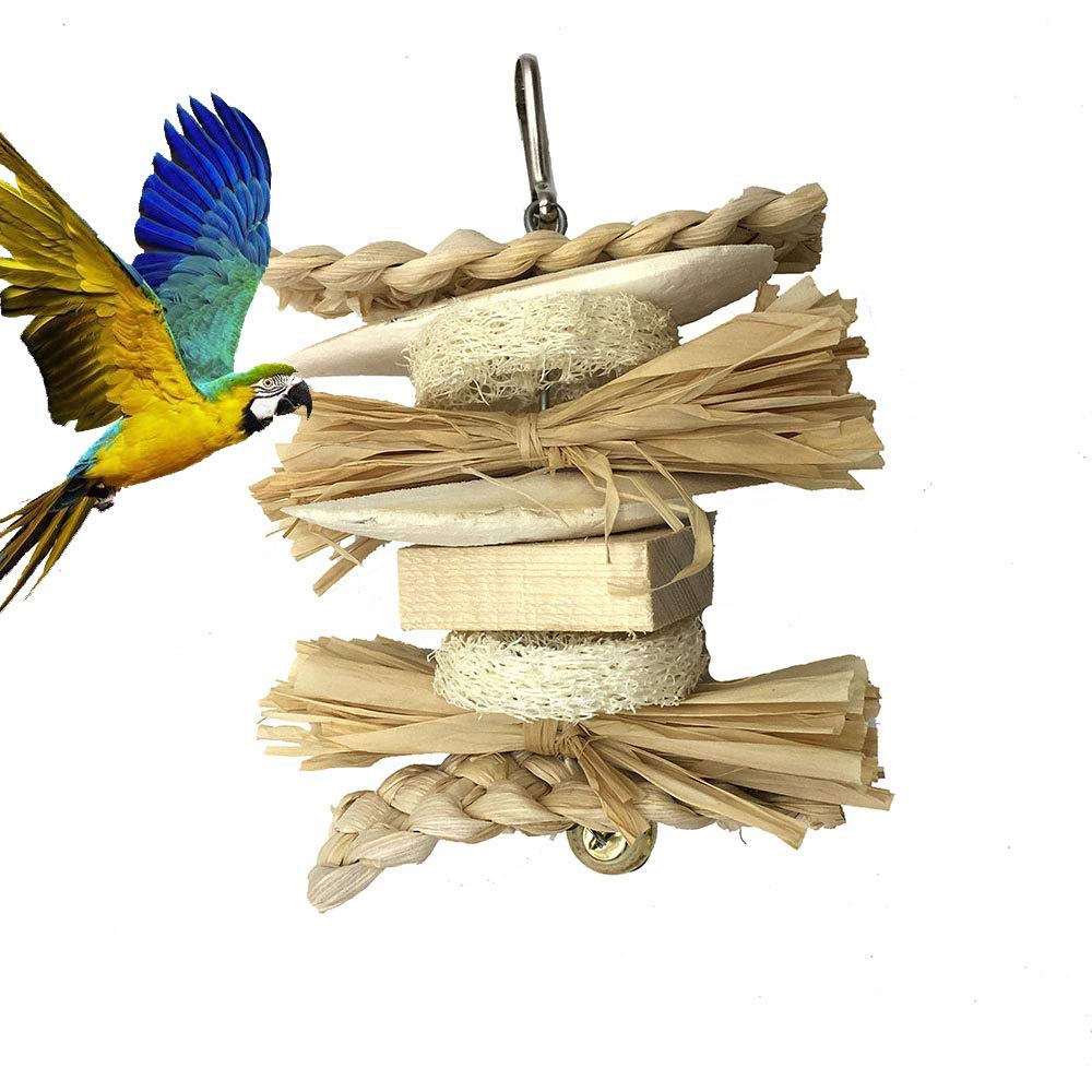 Bird Toy Parrot Bite Corn Leaf Cuttlefish Bone Chewing Loofah Grass Silk Pet Bird Cage Decorative Accessories Toy