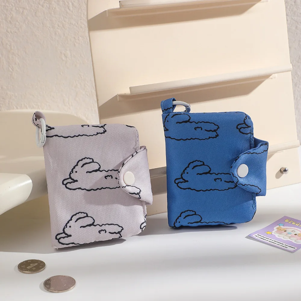 Small Wallets Fashion Daisy Flowers Coin Purse Canvas Zipper Card Wallet Women Girls Casual Key Pouch Cute Floral Rabbit