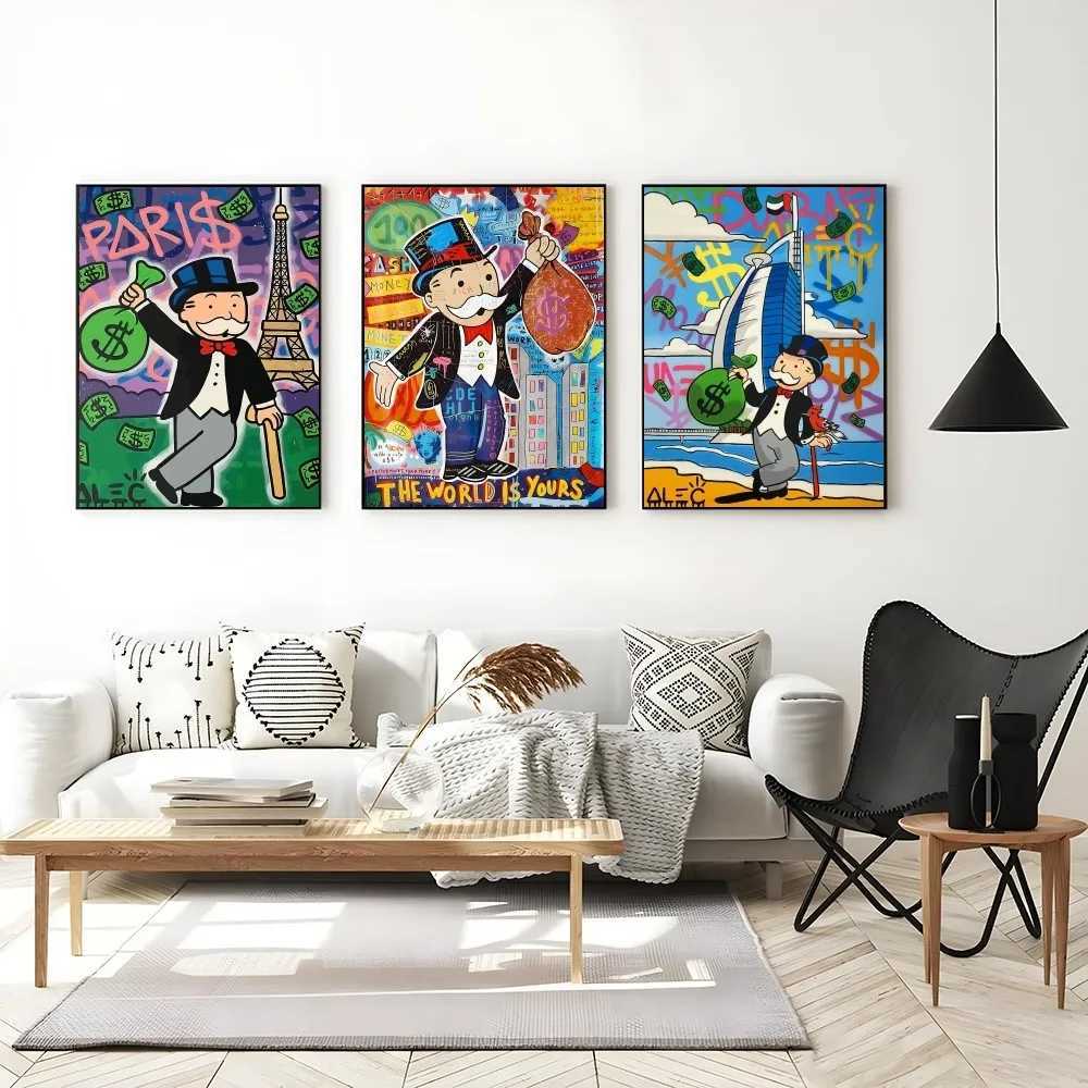 1 Alec Monopoly and Inspiring Money poster self-adhesive art waterproof paper sticker coffee shop bar room wall decoration X241107