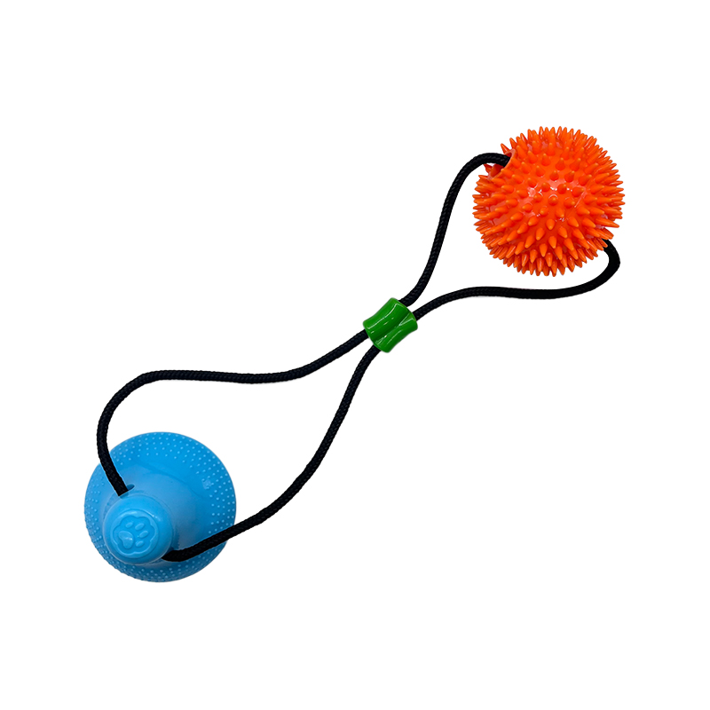 hot sale cleaning rubber chew toy ball with rope and bell tug ringing pet toys dog