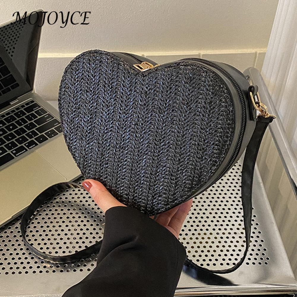 Women Fashion Satchel Bags Casual Zipper Straw Crossbody Bag Lightweight Breathable PU Solid Color Ins for Travel Vacation Daily