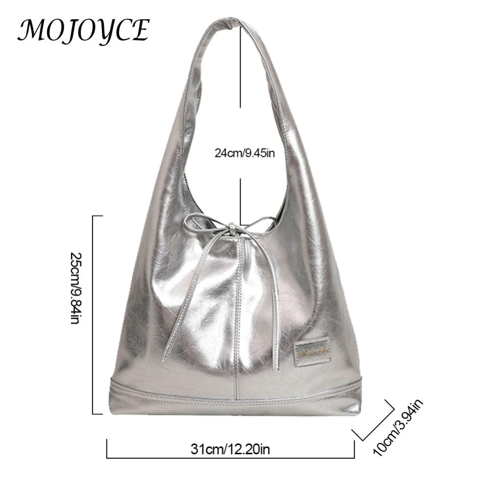 Women PU Bow Shoulder Bag Fashion Shoulder Bag Large Capacity Top Handle Handbag with Small Pouch Retro Tote Bag Trendy Hobo Bag