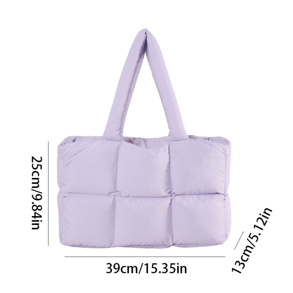 Casual School Bag Down Cloth Handbag Commute Underarm Bag Large Capacity Tote Bag Simple Fashion Puffy Bags Girls