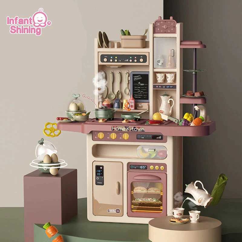 Baby Shining 93cm Childrens Kitchen Toy Playhouse Kitchen Utensils Set 65 pieces Simulation Game Kitchen Childrens Cooking Toys X241107