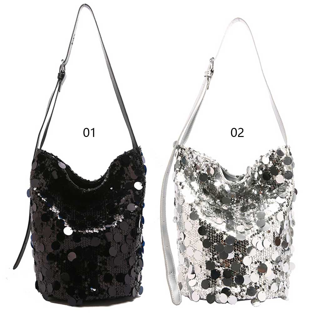 Women Shinny Crossbody Bag PU Leather Bling Tote Handbag Large Capacity Sparkling Satchel Bag Teen Girls Handbag