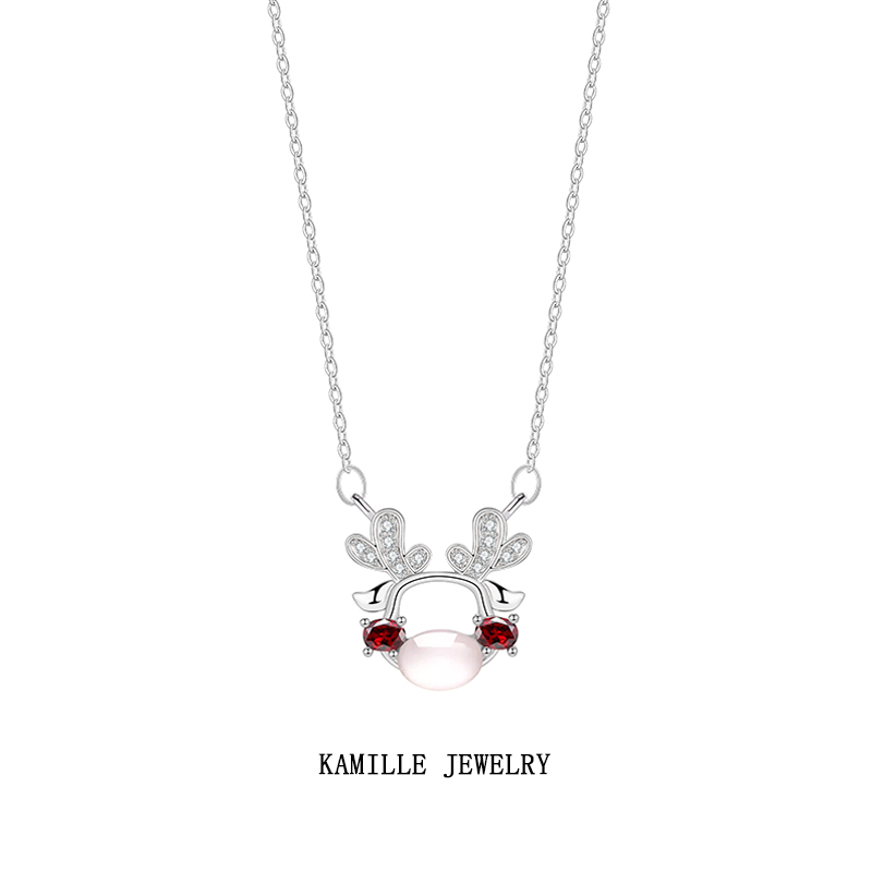 Elegant Women's Christmas Deer Pendant Necklace with Original Design