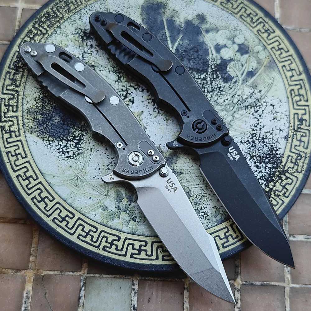 JUFULE Real N690 Blade Hinderer XM18 Titanium Handle Ceramic Bearing Folding Knife Tactical Pocket Camping Hunt Outdoor EDC Tool X241108