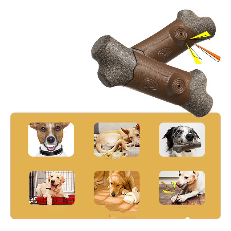 Manufacturer Wholesale BPA free Interact bite resistance Branches bone squeaky pet dog chew rubber toys for aggressive chewer