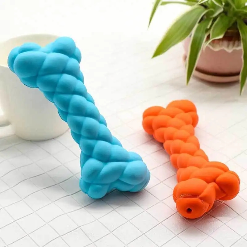 Tooth Grinding Sound Flat Bone Gnawing Cleaning Rubber Dog Products Bite Resistant Wear Resistant Sound Pet Interactive Toy