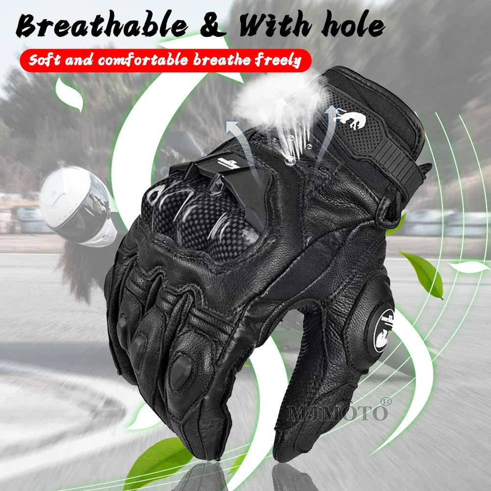 Furygan AFS-6 Motorcycle Leather Gloves Carbon Fiber Protective Gloves Men Motocross Motorbike Glove Racing Riding Gloves Black 241107
