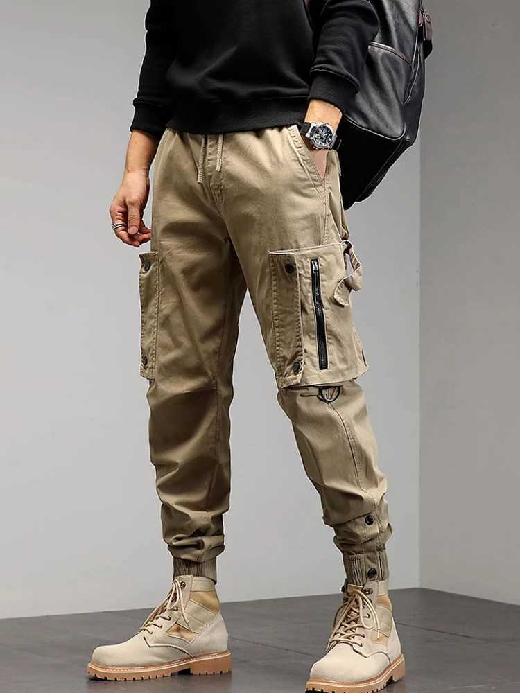 Nine points of the mens trend pants brand loose-fitting riffraff 2024 military style casual leggings pants LX241107