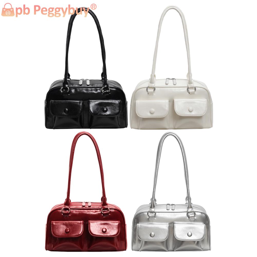 Women Satchel Hobo Bag Multi Pocket Pu Leather Boston Tote Bag Solid Crossbody Bag Underarm Bag Travel Commuter Bag