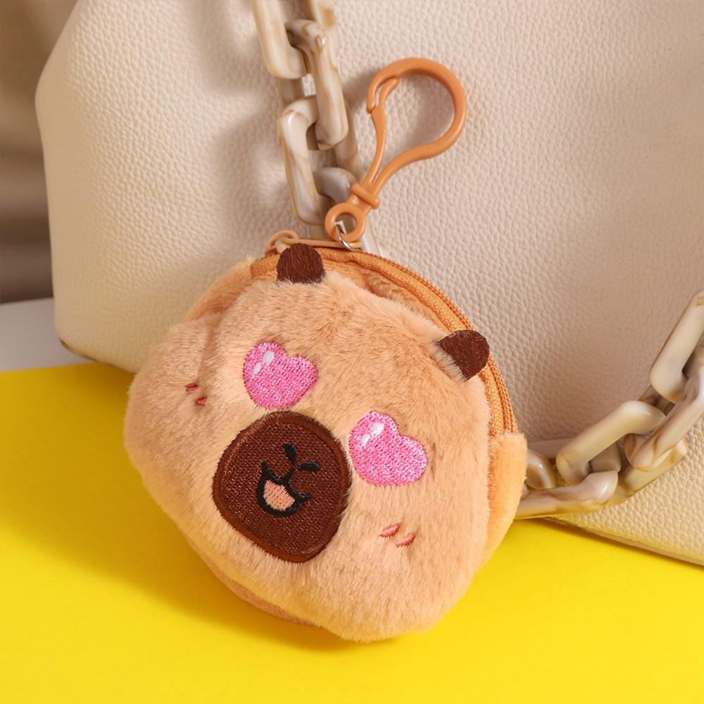 Zipper Capybara Coin Purse Wallet Bag Pendant Coin Pouch Capybara Plush Purse Bag with Keychain Pendant Protective Case