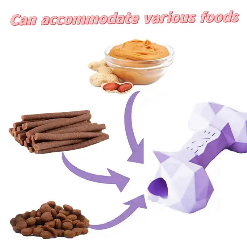 Bone Shape BPA-Free Rubber Pet Dog Chew Toy Peanut Butter Fillable Dog Chewing Toy for Aggressive Chewers