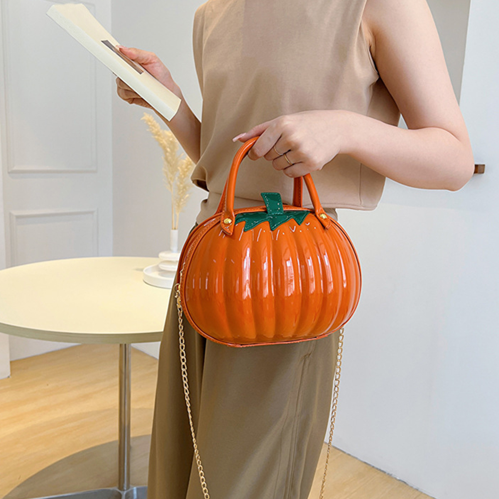 Halloween Crossbody Bags for Women Creative Pumpkin Chain Shoulder Bags Waterproof Leather Top Handle Bag Versatile Candy Purses