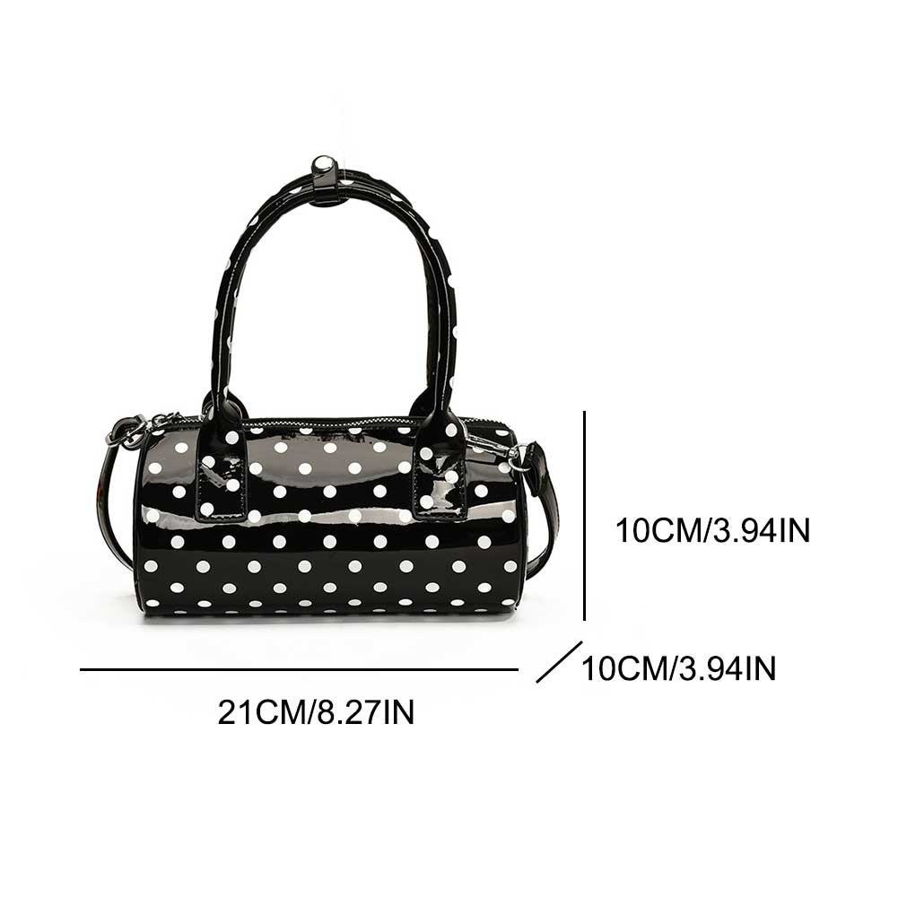 Crossbody Bag for Women Polka Dot Mini Top Handle Purse PU Leather Barrel Shape Cute Handbag Adjustable Strap Clutch Purse