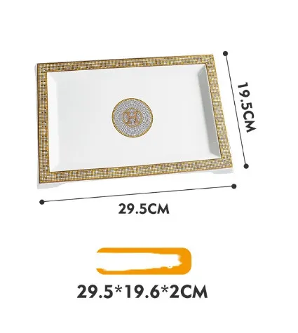 Multi-Specification Square Plate European Creative Mosaic Edge Coffee Afternoon Tea Cutlery Tray Steak Western Dessert Ceramic Plate