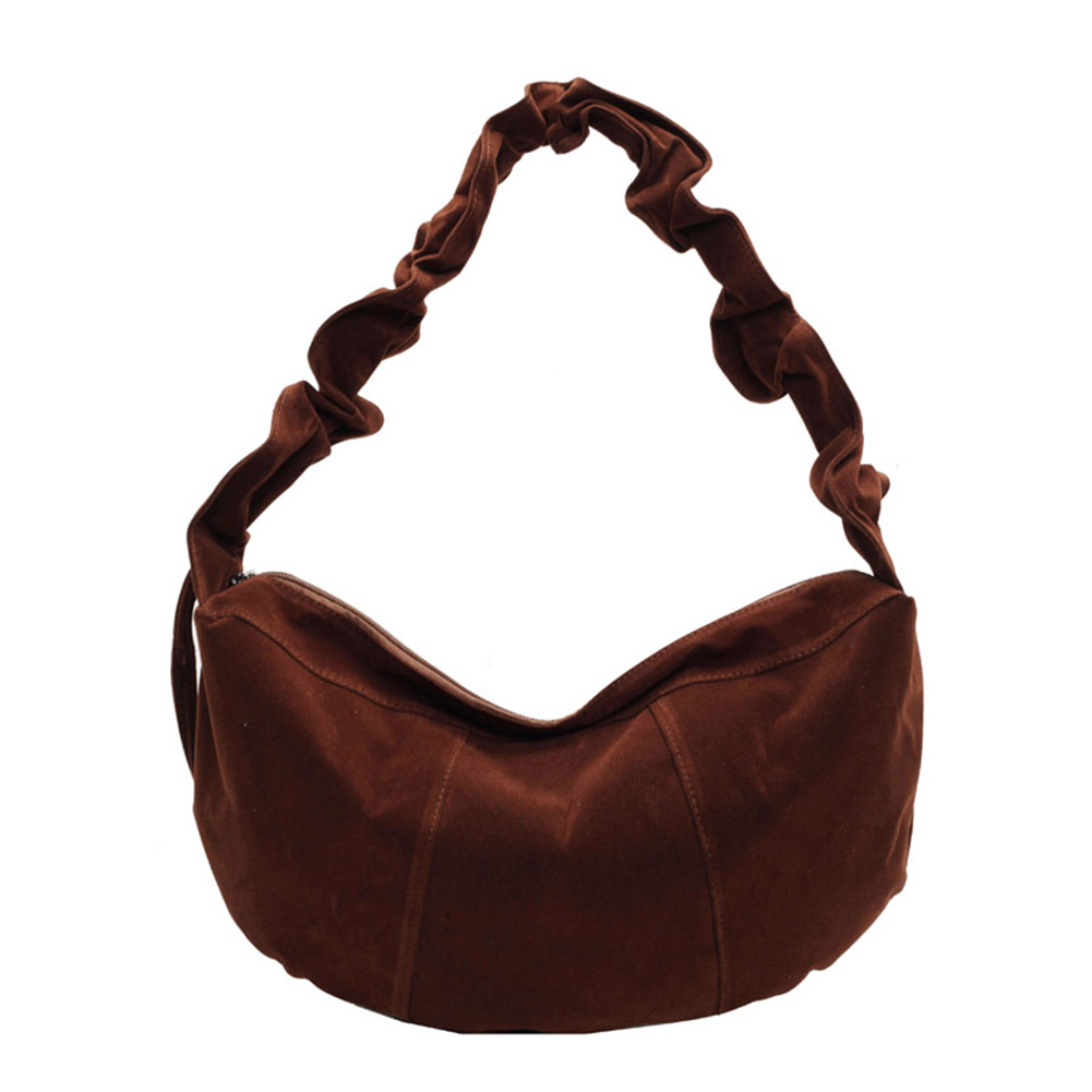 Women Suede Shoulder Bag Ruched Small Hobo Tote Handbag with Adjustable Strap Crossbody Purse Mini Clutch for Work Travel