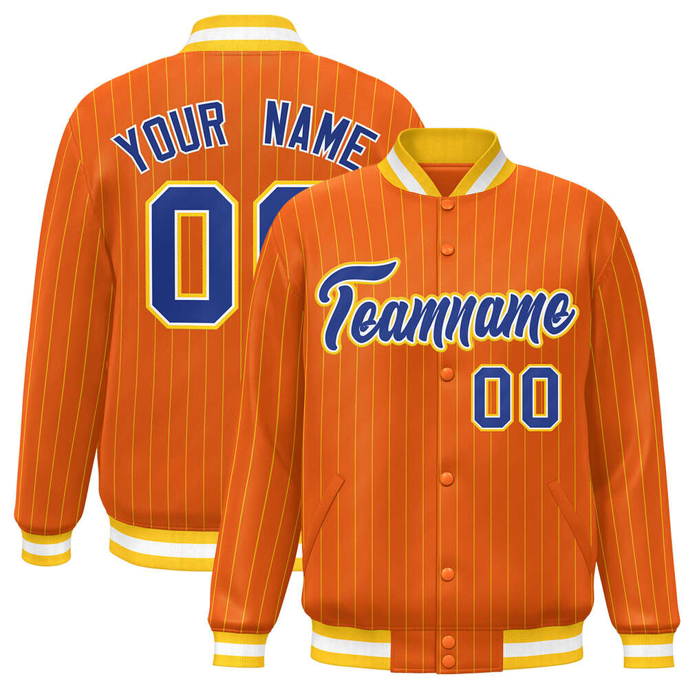 2025 Custom Jacket Pinstripe Full-Snap ed Text Number Varsity Letterman College Baseball Coat