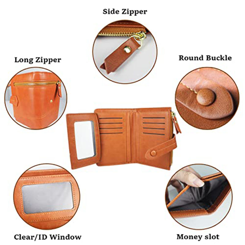 New Large Capacity Leather Wallet For Women With Zipper Short Wallet Red Credit Card Holder Fashion Women'S Small Wallet