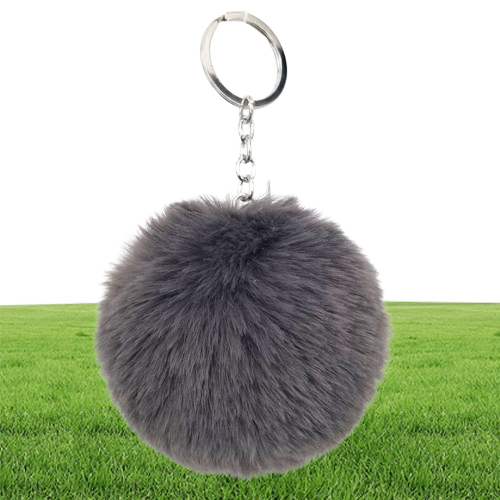 Artificial Rabbit Fur Ball Plush Fuzzy Fur Key Chain Ball Keychain Car Bag Keychain Key Ring Pendant Jewelry with Ring sxjun26534135