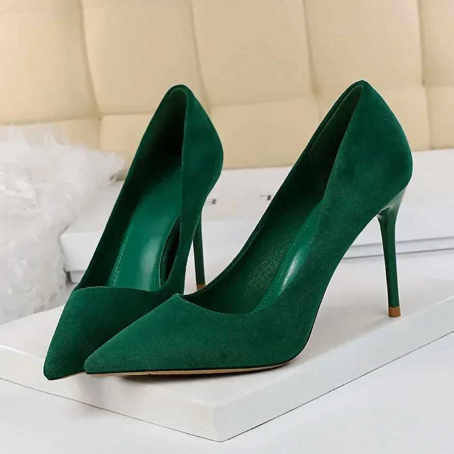 Womens 9cm High H Daily Party Colorf Suede Pumps Lady Scarpins Stiletto in Banquet Red w Shoes Plus Size 34-43 Y250319