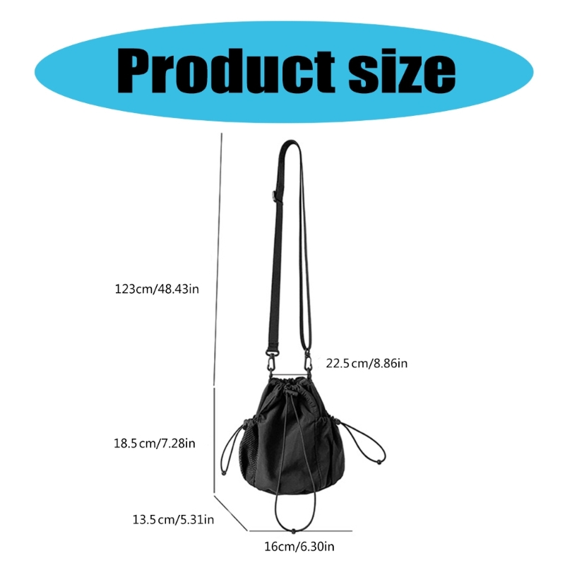 Multi Purpose Nylon Drawstring Bucket Bag With Adjustable Shoulder Strap Crossbody Purse For Trendy Ladies Dropship