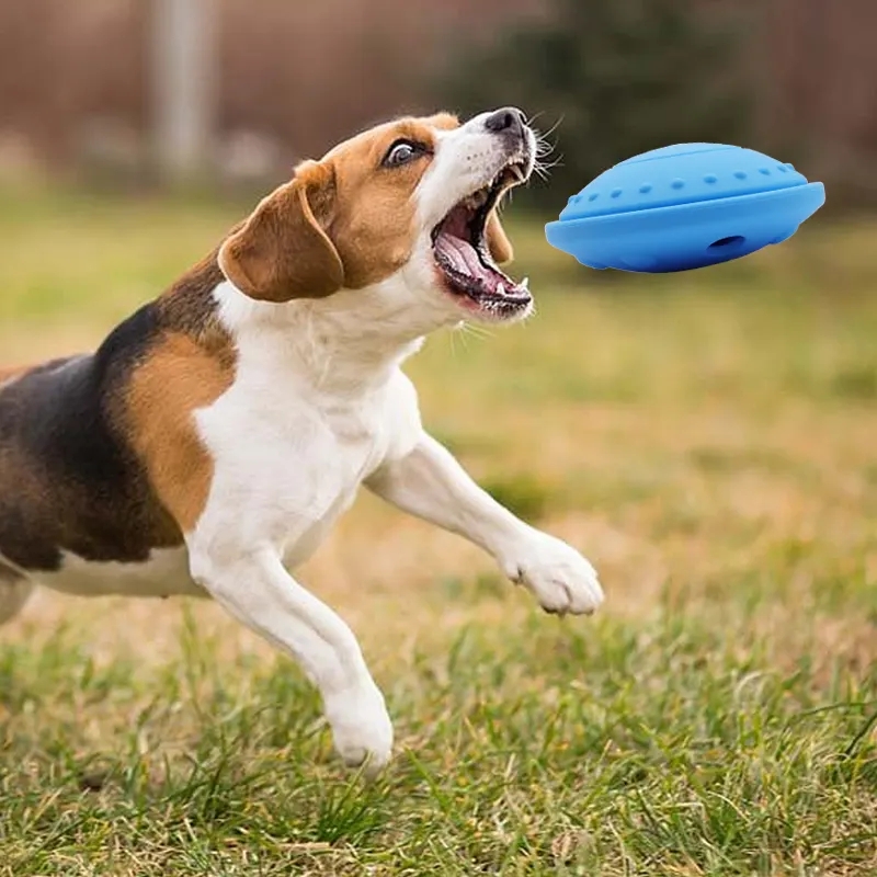 Soft Silicone Dog Food Feeding Ball Pet Chewing Toy Flying Disc Resistant Chew Interactive Pet Dog Chew Ball Toy
